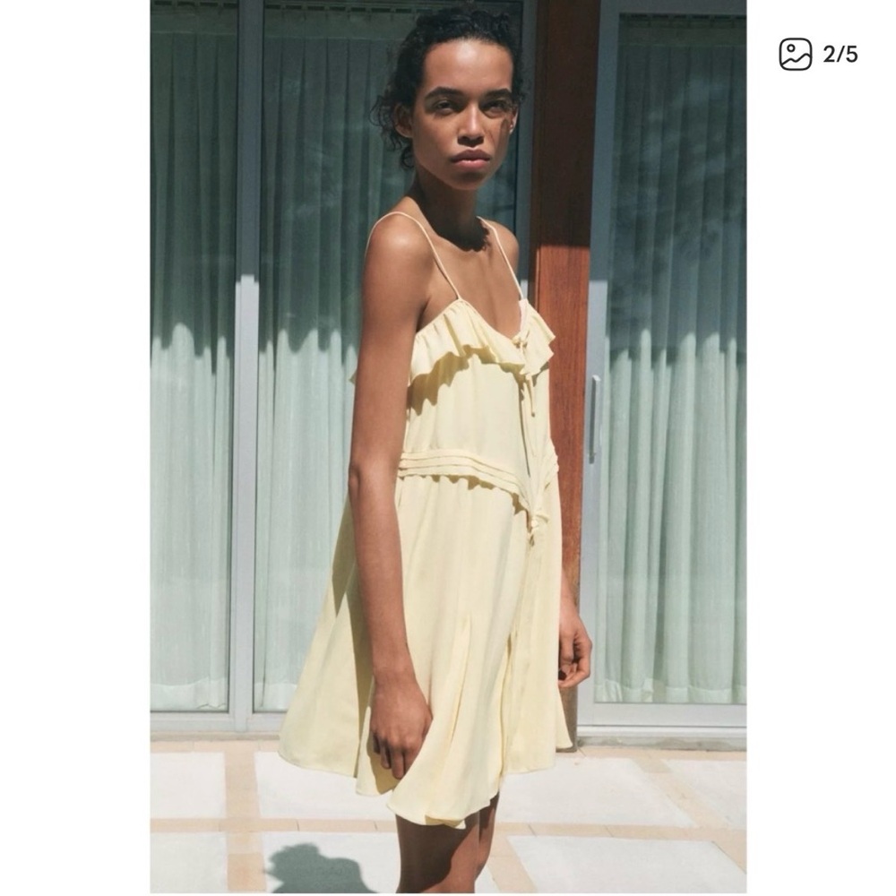 Zara Yellow Ruffled Dress - Picture 2 of 5